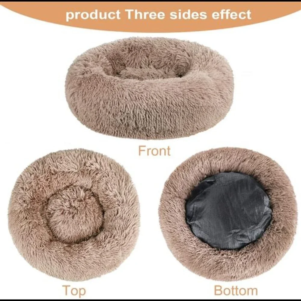 Round Cat Bed and Calming Dog Beds for Small Medium Dogs, Cat Bed for Indoor Cat